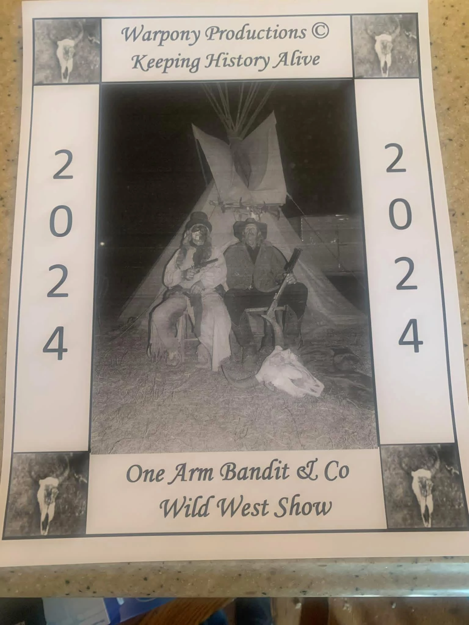 Warpony Productions One Arm Bandit and Company Wild West Show flyer for 2024